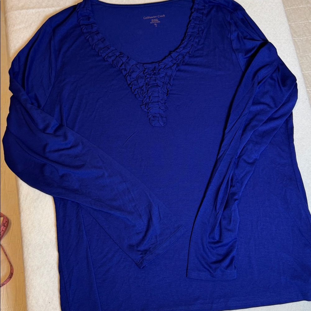 Coldwater Creek Bright Blue Rayon T Shirt EUC. Size 18./XL. Rayon‎ Spandex